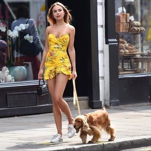 Lovers + Friends Casey Ruched Strapless Floral Mini Dress